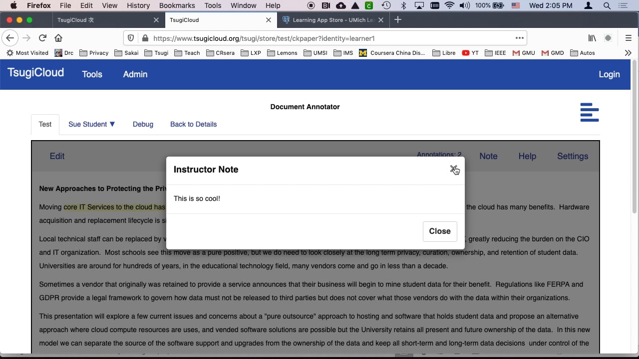 Using the Tsugi Document Annotation Tool