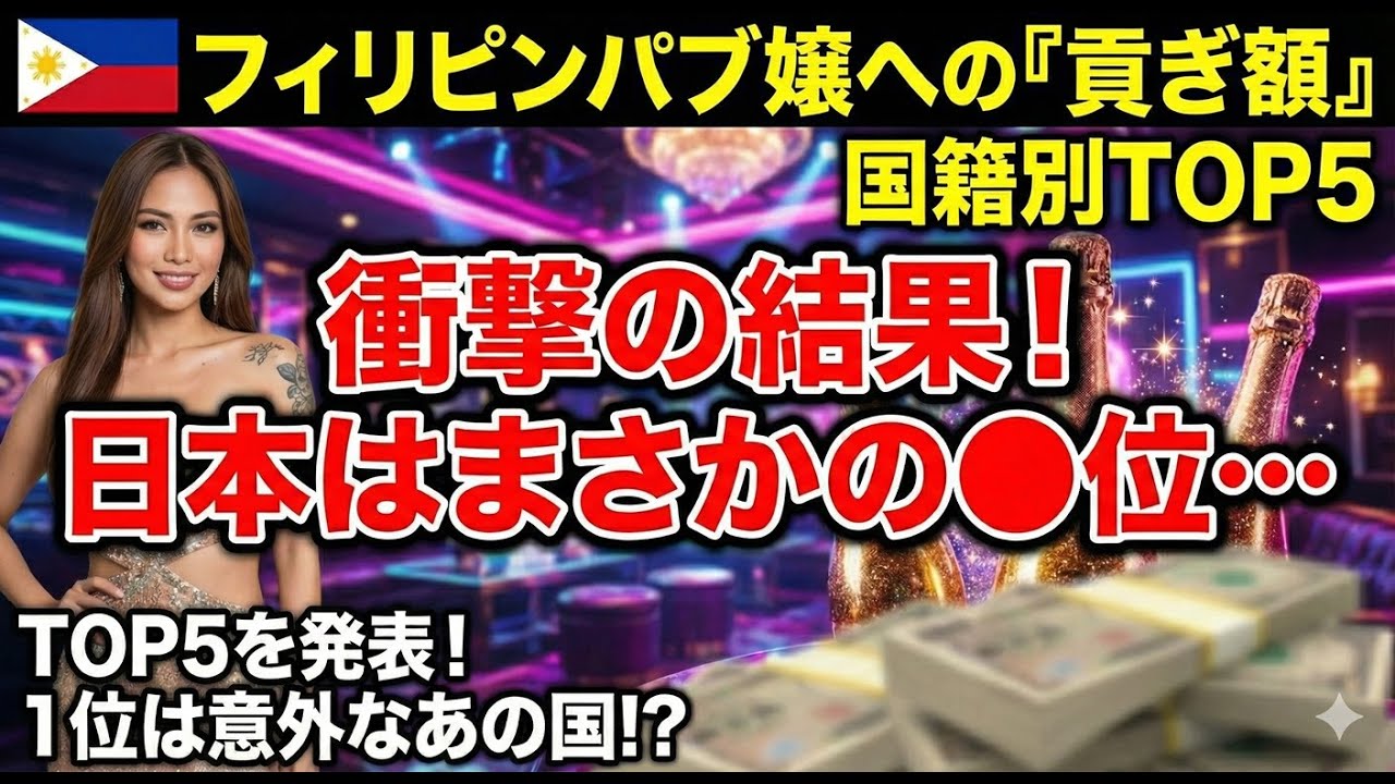 【日本人は●位…】フィリピンパブ嬢へ送金してる国籍別ランキング YouTubeサムネイル