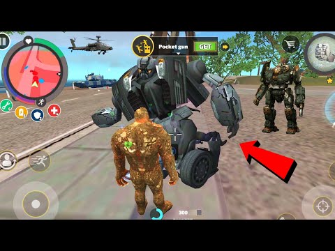 Rope Hero: Vice Town (Green Car Robot on the Knees) Stone Man on Bridge 6.1.4 - Android Gameplay HD