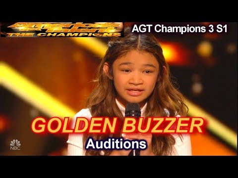 Angelica Hale wins Golden Buzzer sings Fight Song Audition| America's Got Talent The Champions 3 AGT