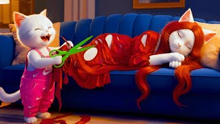 🐾 Mischievous Little Cat Cut Mother’s Dress 😭✂️✂️ And Then Made New One 💇🏻‍♀️😭 A Kitten Story