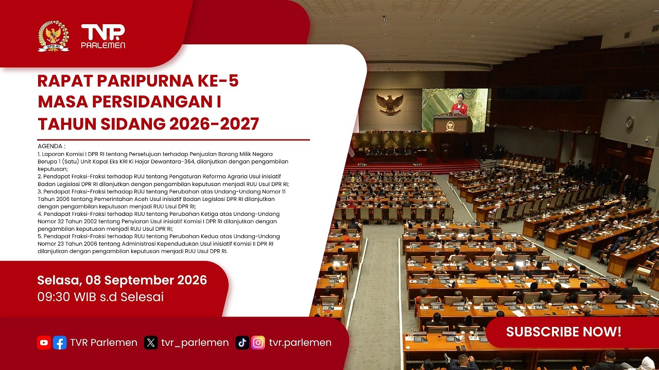 RAPAT PARIPURNA DPR RI KE-5 MASA PERSIDANGAN I TAHUN SIDANG 2026-2027