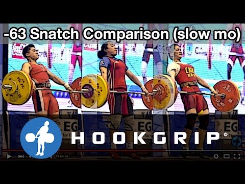 Zhou, Sivanbayeva & Sirikaew (63) - 1/40th speed Snatch Comparison @ 2015 Asian Championships