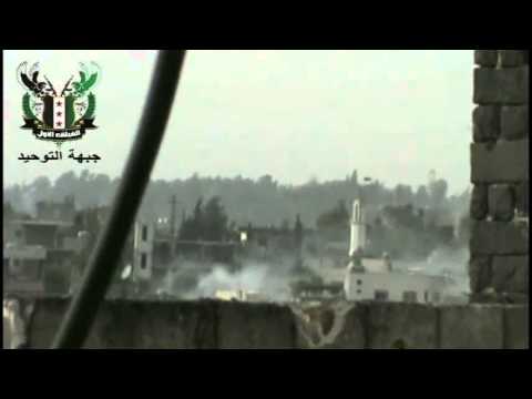 استهداف مقرات النظام في الرستن في ريف حمص برشاش 23 من قبل جبهة التوحيد ضمن معركة النصر للقصير