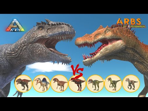 GIGANOTOSAURUS  vs T-REX, SPINOSAURUS & All Carnivore Dinosaurs - Animal Revolt Battle Simulator