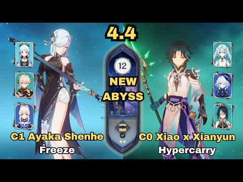 NEW 4.4 SPIRAL ABYSS! C1 Ayaka Shenhe Freeze & C0 Xiao x Xianyun Hypercarry | Genshin Impact