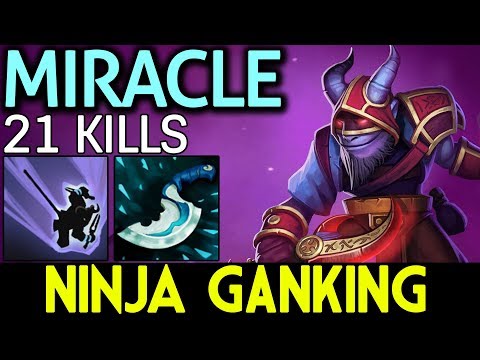 Miracle- Dota 2 [Riki] Ninja Ganking with Dagger 21 Kills