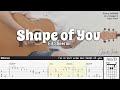 Shape of You - Ed Sheeran | Fingerstyle Guitar | TAB + Chords + Lyrics