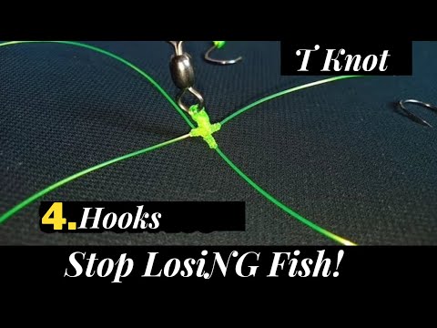 4 Hook Rig] How To Tie A T Knot With 4 Hook & A Swivel] T Knots Fishing tips]t-knot tutorial 2020