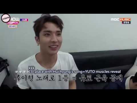 [Eng sub]180515 Pentagon YUTO's 1st place promise - Show Champion Behind