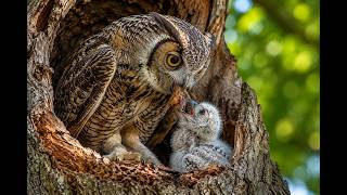 The life cycle of the owl, from egg to adulthood.