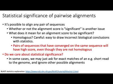 MCB 182 Lecture 6.2 - Scoring of sequence alignments