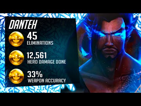 Danteh Hanzo and Tracer gameplay! 45 elims! [ Overwatch Season 32 Top 500 ]