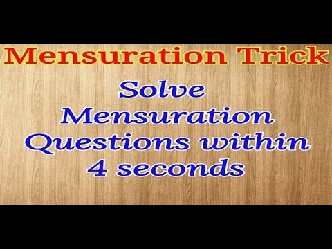 Mensuration Trick| It take only 3 to 4 seconds to solve the questions of mensuration| must watch