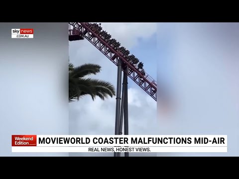 Movie World rollercoaster malfunctions mid-air