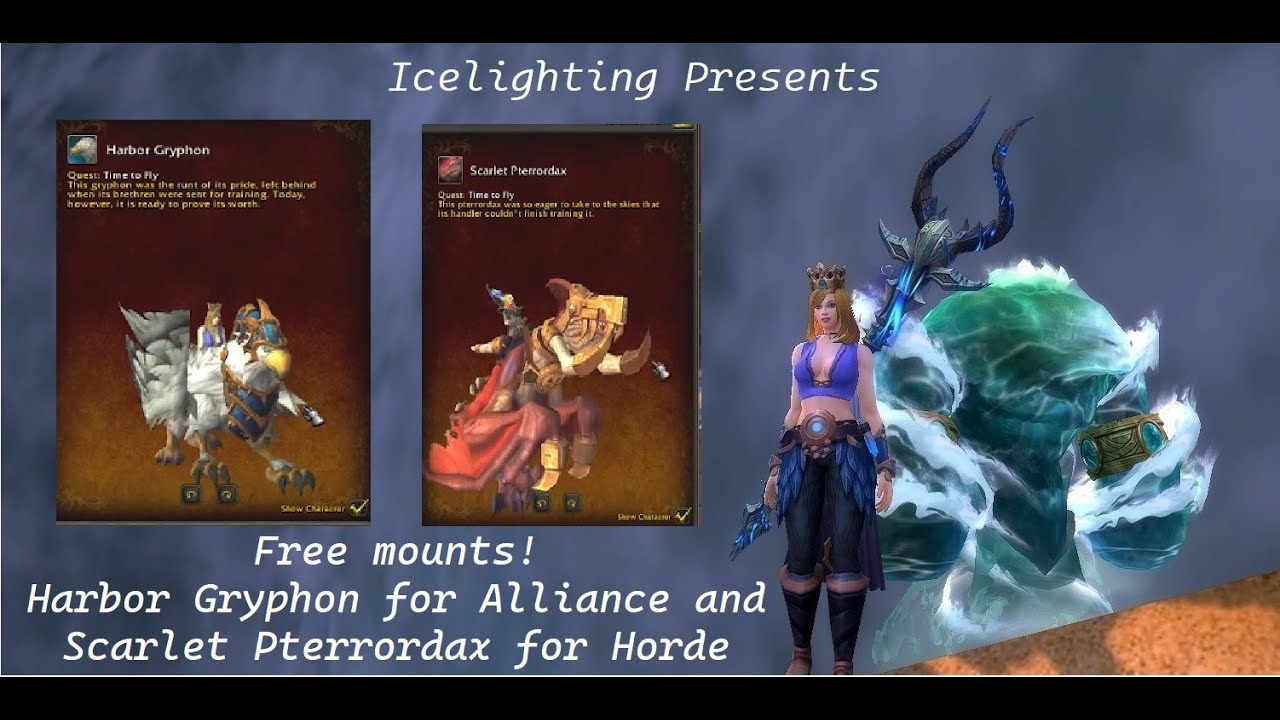 Free mounts! - Harbor Gryphon for Alliance and Scarlet Pterrordax for Horde - Patch 10.1.5