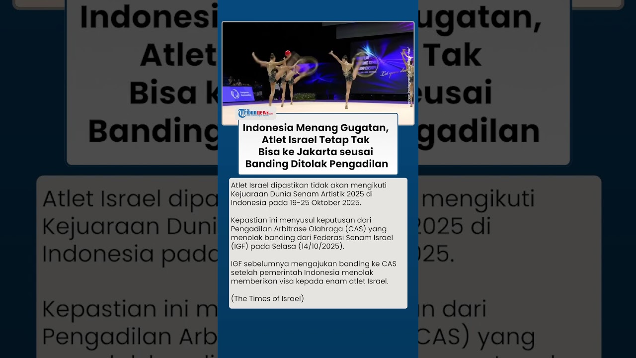 Banding Ditolak, Atlet Israel Tetap Tidak Bisa Ikut Kejuaraan Dunia Senam Artistik di Indonesia