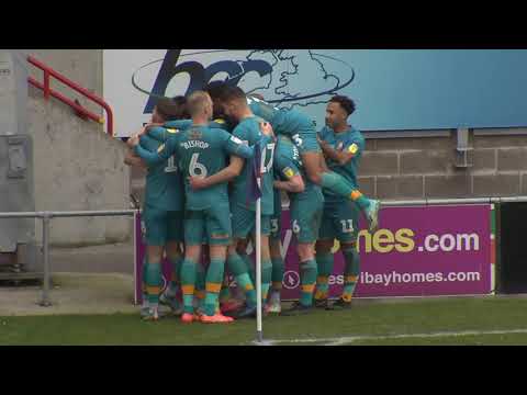 Joe Riley scores at Morecambe