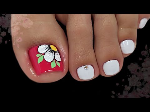 UÑAS DECORDAS PARA PIES | Uñas Decoradas con flor 🌺 😬🦶