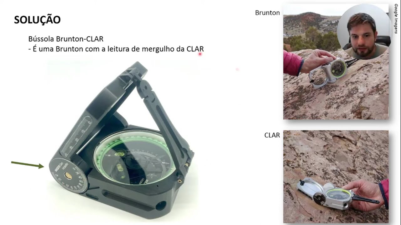 Aula teórico-prática de bússola geológica: medição de atitudes (direção e mergulho ou "strike/dip")