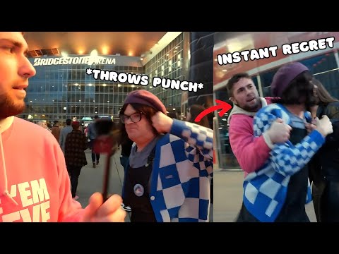 Delusional Man PUNCHES Young Man & Instantly Regrets It
