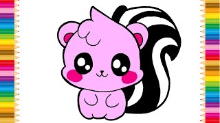 How to Draw a Cute Skunk Easy | Adorable Skunk Drawing Tutorial 🦨✨