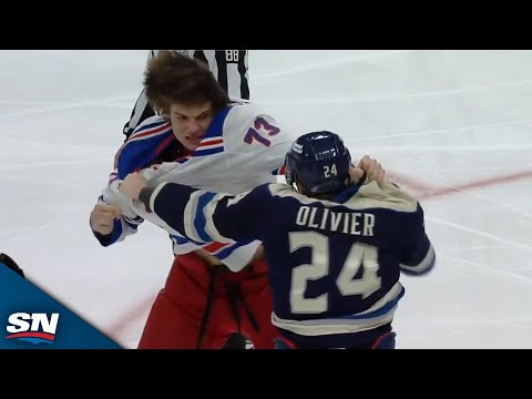 Rangers' Matt Rempe Meets His Match In Wicked Fight With Blue Jackets' Mathieu Olivier