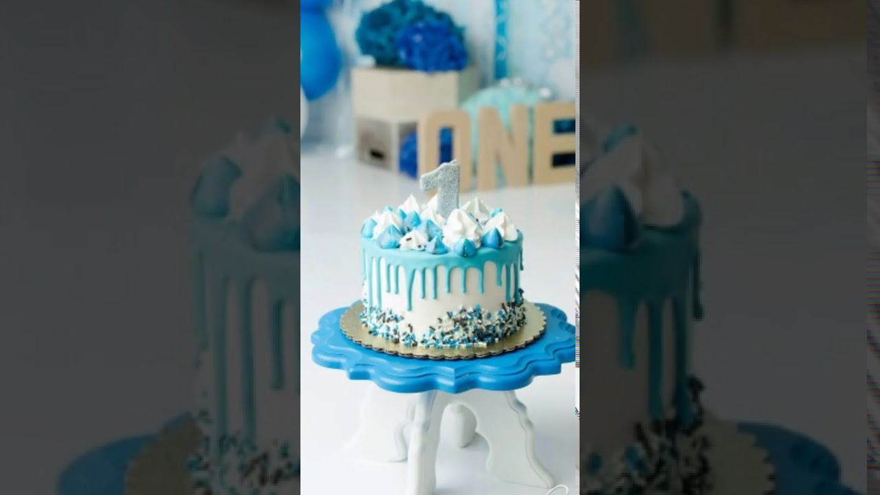 1 year boy baby blue birthday cake