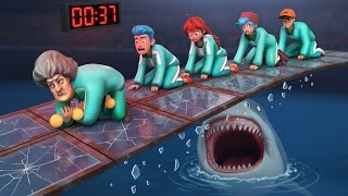 Download lagu Squid Game vs Scary Teacher 3D | Swim With Shark or Crossing Glass Platform Bridge Funny Challenge mp3