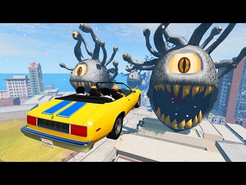 Speed ​​Jumps Into A City With Viruses - Beamng Drive | CrashDay