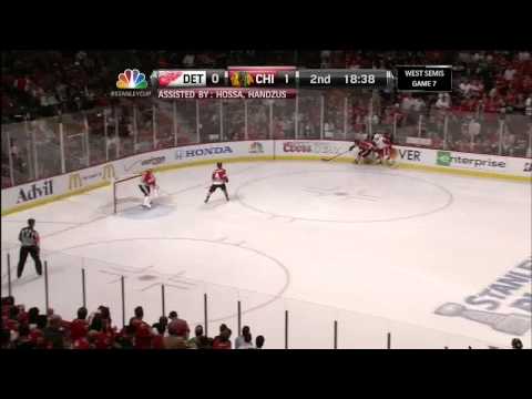 Patrick Sharp tic tac toe goal 1-0 May 29 2013 Detroit Red Wings vs Chicago Blackhawks NHL Hockey