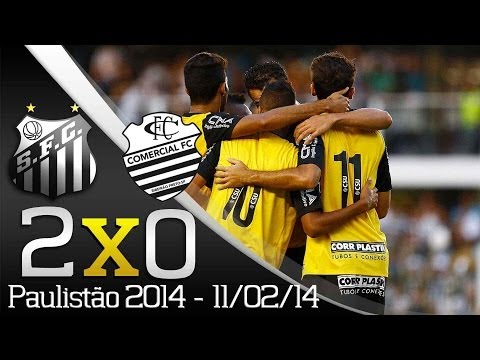 Santos 2 x 0 Comercial SP - Gols - Paulistão 2014 (11/02/14)