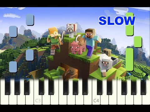 Rainbow Piano Tuto - SLOW piano tutorial "MINECRAFT THEME : SWEDEN" with free sheet music