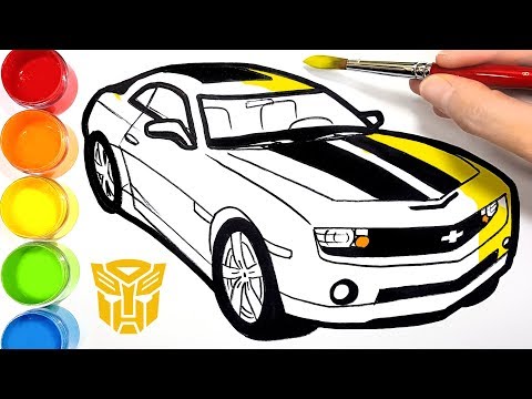Bumblebee Car Chevrolet Camaro Drawing and Coloring Pages for Kids | Learn Colors | Bonbon Toy Art