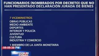 Funcionarios nombrados por decreto que no han hecho declaración de bienes