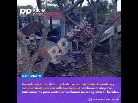 Una vivienda de madera quedó destruida tras incendio en Barra de Chuy.