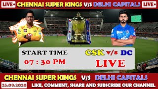 LIVE Cricket Scorecard || CSK vs DC ||  IPL 2020 - 7th Match || Chennai Superkings Vs Delhi Capitals