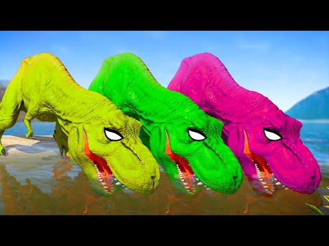 REXY COLOR TEAM vs I Rex, Albertosaurus, Malusaurus - Jurassic World Evolution Dinosaurs Fighting
