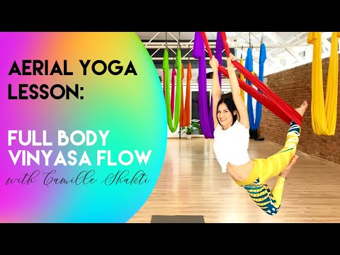 40 min Vinyasa Flow Aerial Yoga Lesson 2 - Full Body | Intermediate - Advanced Class | CamiyogAIR