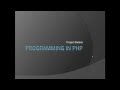 Programming In PHP First Project Details