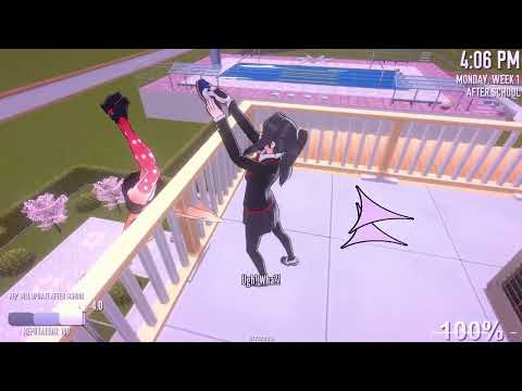 Yandere Simulator: Pushing Osana off the roof.| No Commentary