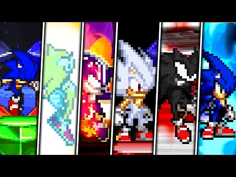 EVOLUTION OF SONIC TRANSFORMATIONS IN SONIC MUGEN (SUPER HYPER ULTRA ALL ULTIMATES MOVES AND MORE )