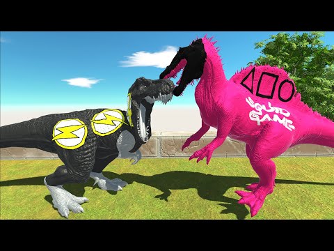 BLACK FLASH T REX VS SQUID GAME FOREST DEATH RUN - Animal Revolt Battle Simulator