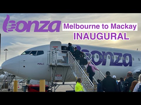 INAUGURAL BONZA FLIGHT From Melbourne to Mackay | B737 MAX 8 Economy Class