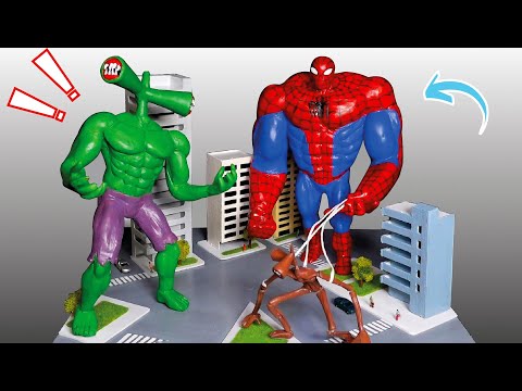 Making GIANT SPIDER-MAN vs SIREN HEAD HULK with Clay | Diorama | ClayHolic