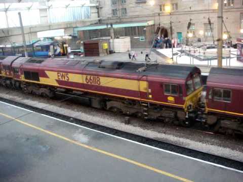 The x6 Class 66 EWS “CONVOY” Nos.66105+66085+66003+66118+66012+66125 was passed through at Carlisle.