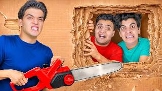 تحدي اخر شخص يخرج من صناديق الكرتون ( يربح 100,000$ ) 🤑 مع اليوتيوبر 🤯🔥 !