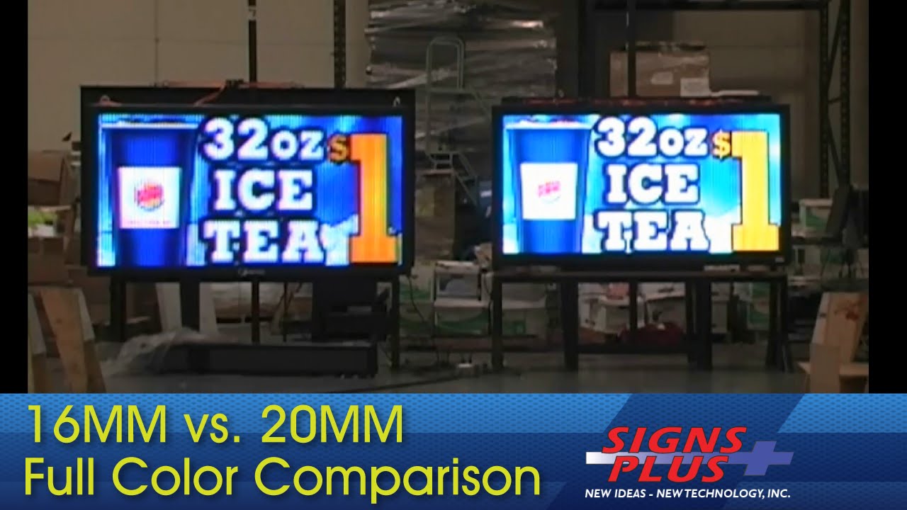 Comparison of 16MM and 20MM Full Color LED signs