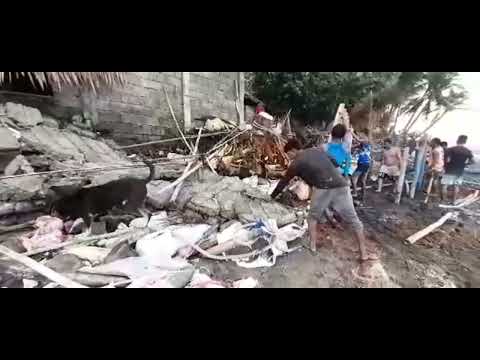 epekto ng pagtaas ng tubig at lakas ng alon sa caridad hamtic  | pagawa ng barrier panangga sa alon