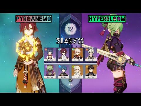 3.1 Spiral Abyss | Double PyroAnemo | Kuki hyperbloom | #genshinimpact